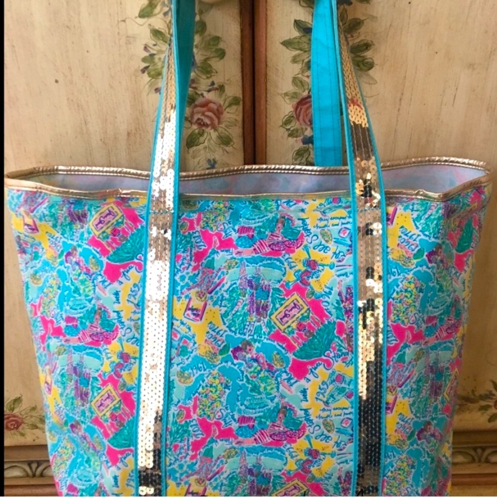 RARE Lilly Pulitzer beach mercato tote bag vacation travel airport